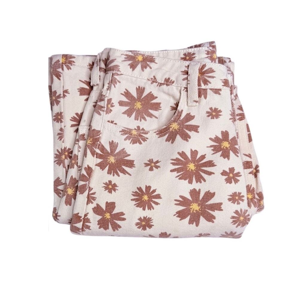Bailey Rose Daisy Flower Jeans Groovy Mom Jean Cream Brown XS Women's 24x28 - Picture 8 of 9